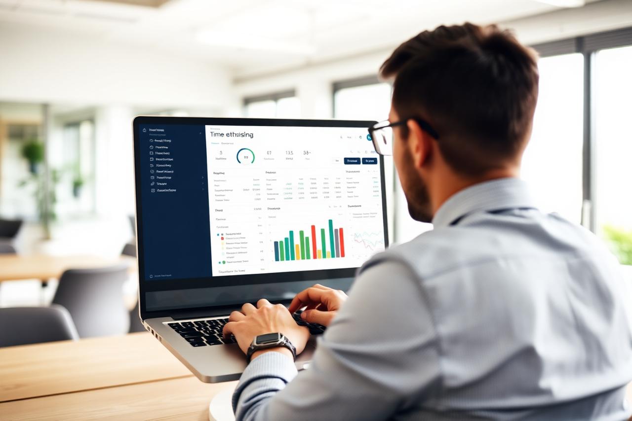 Digitaal compliance- en rapporteringsdashboard op een laptop